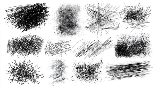 Sketch hatching. Pen doodle freehand line strokes chalk scribble black line sketch grunge handmade vector abstract textures. Scribble chalk, sketch freehand line drawing illustration, no logos, no br