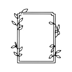 Natural Frame with Herb Sprigs. A soft rectangular botanical frame composed of thin herb branches and soft leaves.