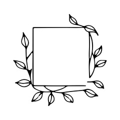 Rectangular Leaf Frame. A single elegant rectangle frame outlined with delicate leaves and nature-inspired lines.