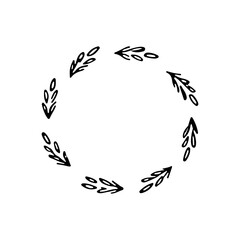 Soft Bloom Frame. Elegant circular frame of delicate field flowers and soft pastel leaves.