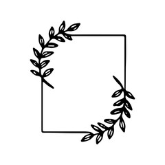 Square Botanical Corner Frame. A modern square frame with corner botanical accents, combining structure and nature in a clean linear design.