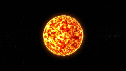 Sun image isolate on black .4k closeup sun view from space image. waving lava upon the sun surface. 3d rendered sun over 4k resolution.