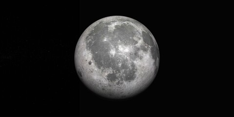 Planet moon with colorful galaxy. 3d Moon planet on space with colorful starry night. Front view of the moon from space. View earth 4k resolution.