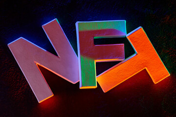 Futuristic NFT Letters Highlighting Web3 and Decentralized Innovation