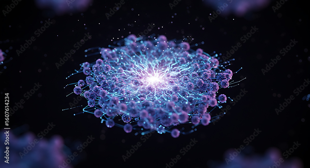 Aufkleber illuminating cosmos: an intricately designed digital artwork showing a complex interplay of luminous