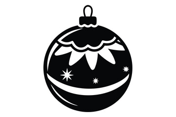Black and White Christmas Ornament with Snowflakes and Scalloped Design Icon