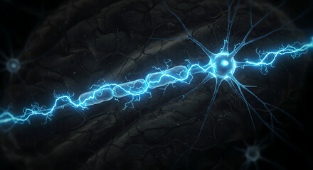 Brain Neuron Energy: An electrifying visual exploration of the intricate energy pathways within a neuron, symbolizing the complex processes of thought and cognition.