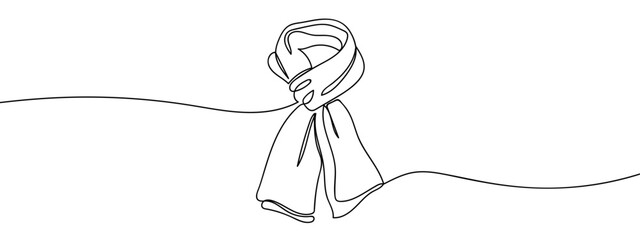 Continuous line vector scarf on transparent background. editable stroke.