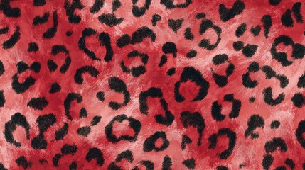 Obraz premium Crimson Red Leopard Seamless Pattern. Watercolor Hand Drawn Cheetah Print. Wild Skin Exotic Texture. Geometric Fur background. Leopard and Jaguar Leather. Watercolour Hand Painted Skin Pattern., no l