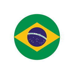 brazil flag icon in circular shape, brazilian national symbol on transparent PNG.