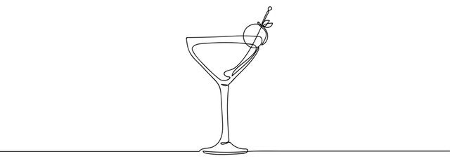 Continuous vector line cocktail on transparent background. editable stroke.