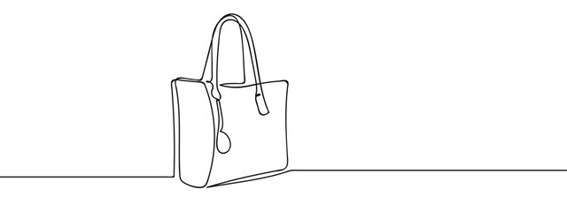 Continuous vector line of branded bag on transparent background. editable stroke.