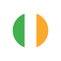 ireland flag icon in circular shape, ireland national symbol on transparent PNG.