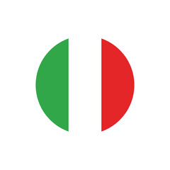 italy flag icon in circular shape, italy national symbol on transparent PNG.