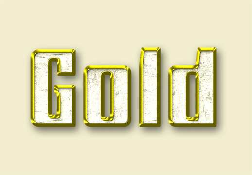 Gold Distressed 3D Font Metallic Shiny Text Effect
