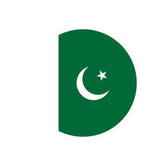 Pakistan flag icon in circular shape, Pakistan national symbol on transparent PNG.