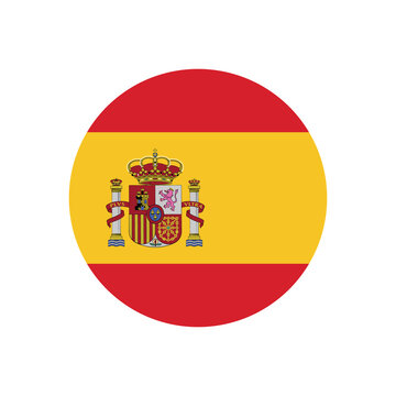 spain flag icon in circular shape, spain national symbol on transparent PNG.