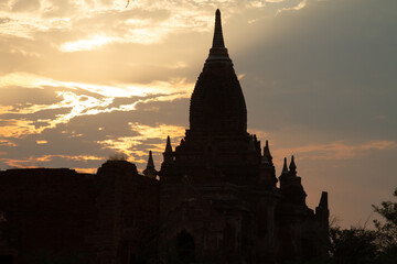 Silhouette  of Temple in Bagan