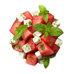 Bowl of watermelon and mint salad