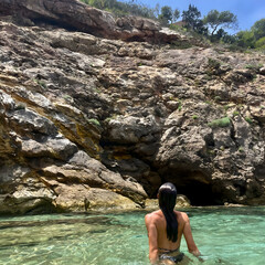 young woman relaxing in the water