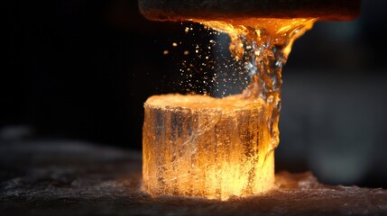 Molten metal poured into a mold