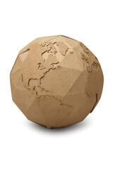 Naklejka premium Cardboard low poly Earth globe rotating on transparent background