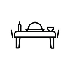 Minimalist icon a dinner table with food chairs vector
