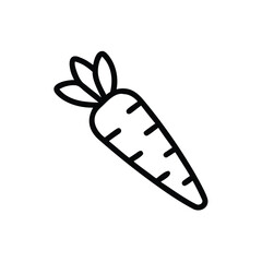 Minimalist outline icon a carrot with green leaves vegetable food