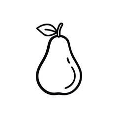 Minimalist outline icon a pear fruit with a leaf stem simple