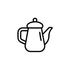Outline a teapot with lid spout on kettle drink