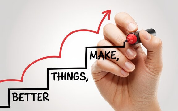 Improving Progress Hand Drawing an Upward Trend with 'Make Things Better' Message