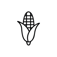Outline corn on the cob with husks icon maize food