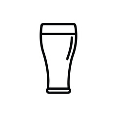 Outline icon a beer pint glass with liquid drink beverage