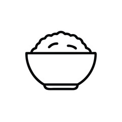 Outline icon a bowl filled with rice two curved lines food grain