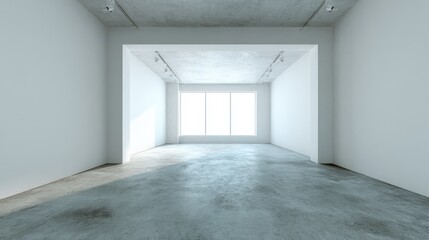 Fototapeta premium An empty room with white walls and a concrete floor.