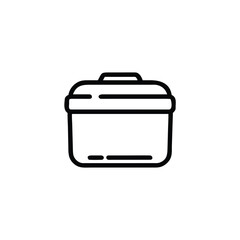 Outline icon a lunchbox with a handle horizontal lines simple minimal