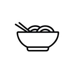 Outline icon bowl with noodles chopsticks food asian