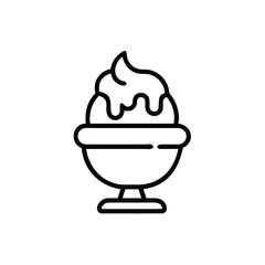 Outline icon ice cream sundae in a dish dessert