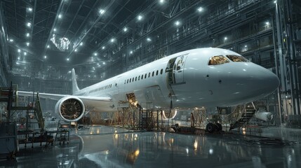 Airplane construction in a hangar