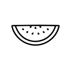 Simple outline a watermelon slice with seeds fruit food