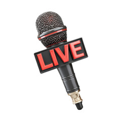 Microphone with the word Live written on it
