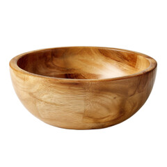 Wooden bowl with a wooden rim sits on a white background