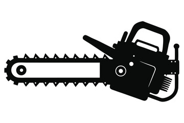 Black Silhouette of a GasPowered Chainsaw for Woodcutting, Logging, and Gardening Tasks