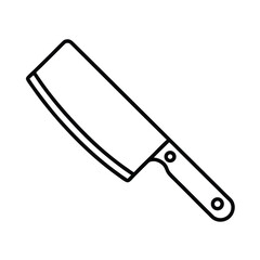 Line art cleaver knife icon on butcher kitchen