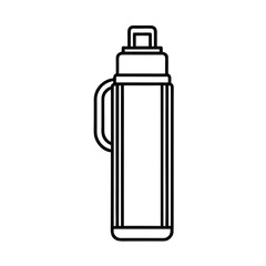 Monochrome thin line icon a thermos flask with a handle container bottle