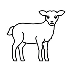 Outline a young lamb standing facing left on sheep animal