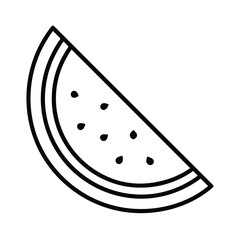 Outline icon a watermelon slice with seeds fruit food