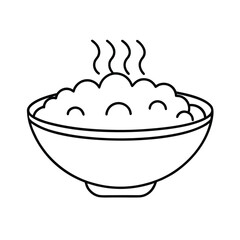 Simple line art a steaming bowl food meal