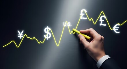 Currency exchange rates chart illustration financial concept