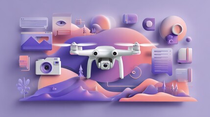 Commercial shooting abstract concept vector illustration set. Aerial photography and videography, video design, drone photo, video editing software, real estate, post production abstract metaphor., n